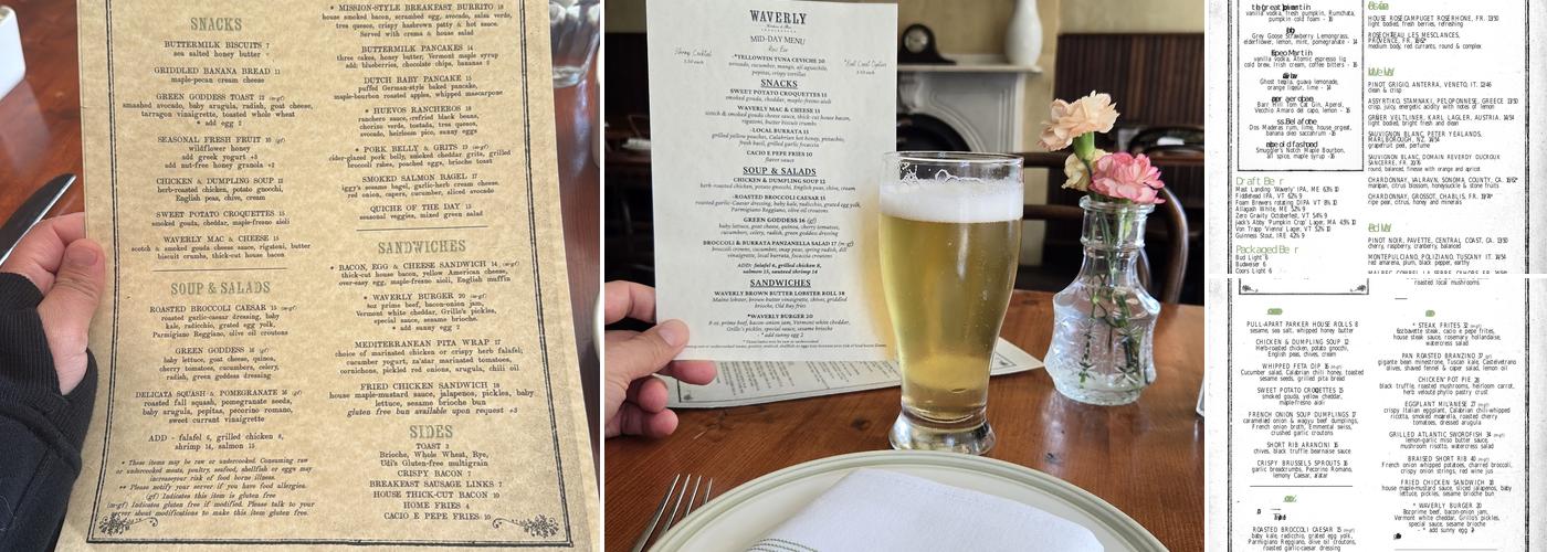 Waverly Kitchen & Bar Charlestown Menu
