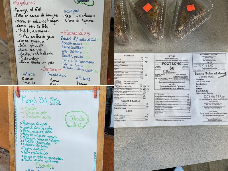Sunny subs Menu