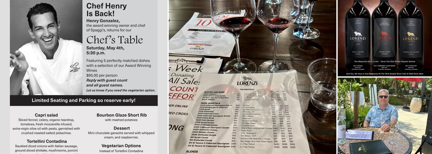 Lorenzi Estate Vineyards & Winery Menu