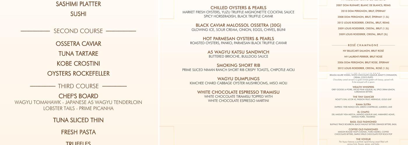 The Lounge by Meat Market Menu