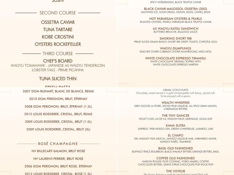 The Lounge by Meat Market Menu