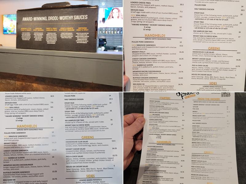 Sticky Fingers Rib House Menu