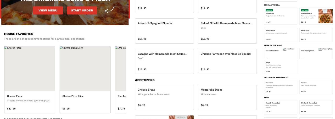 The Original Geno's Pizza Menu