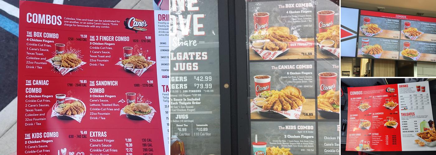 Raising Cane's Chicken Fingers Menu