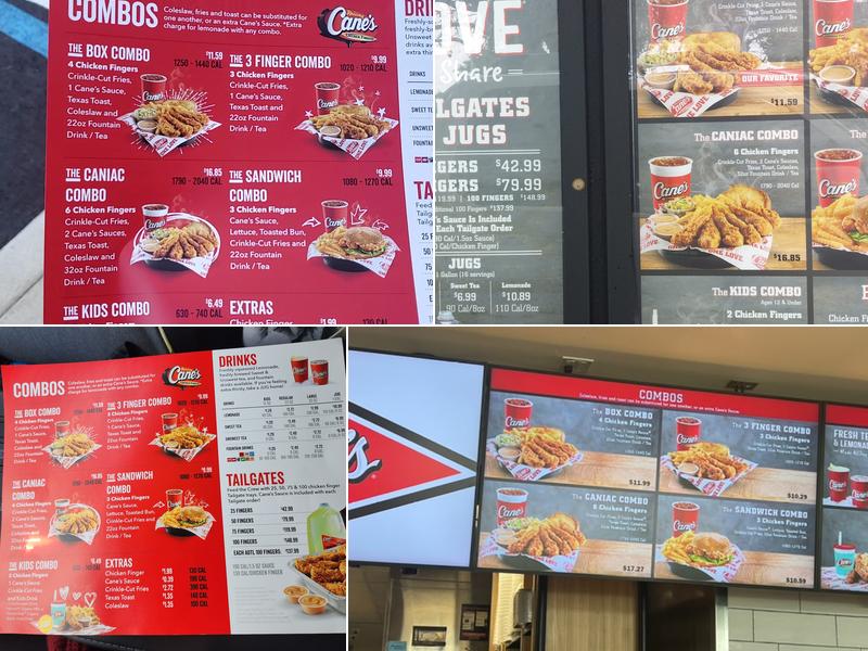 Raising Cane's Chicken Fingers Menu