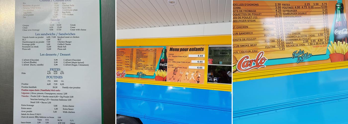 Carlo Pizza Menu