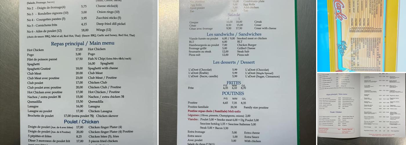 La Patate A Carlo Menu