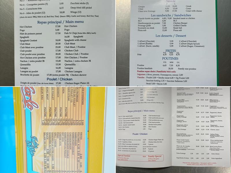 La Patate A Carlo Menu