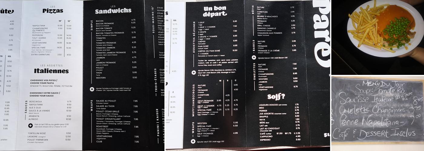 Pare Restaurant Menu