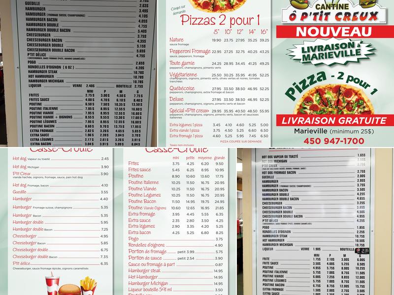 Cantine Ô P'tit Creux - Saint-Césaire Menu