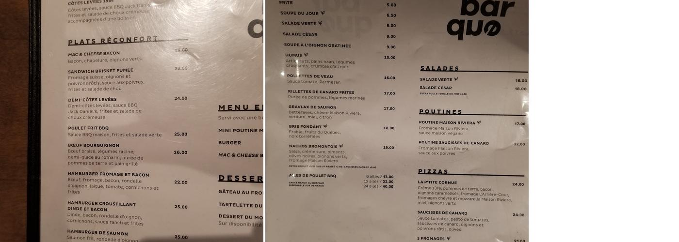 La Debarque Menu