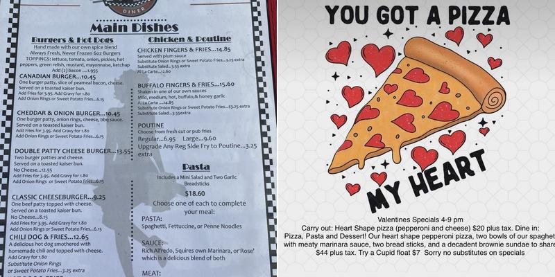 Squires Pizza Menu
