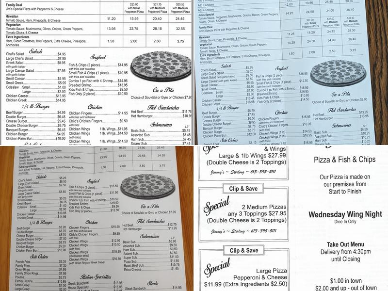 Jimmy's Special Pizza & Fish & Chips Menu