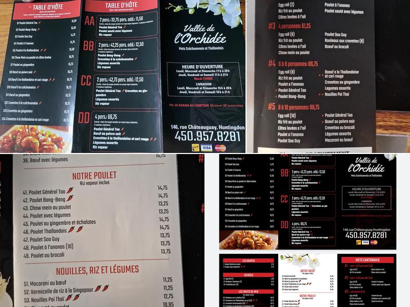 Vallée de l'Orchidée Menu