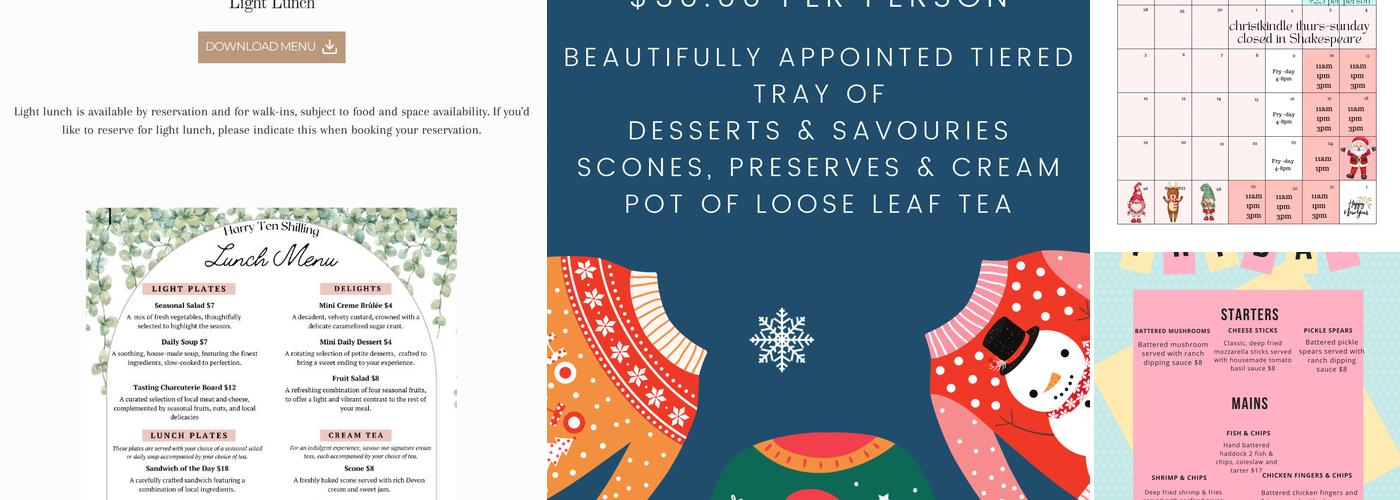 Harry Ten Shilling est. 1977 Menu