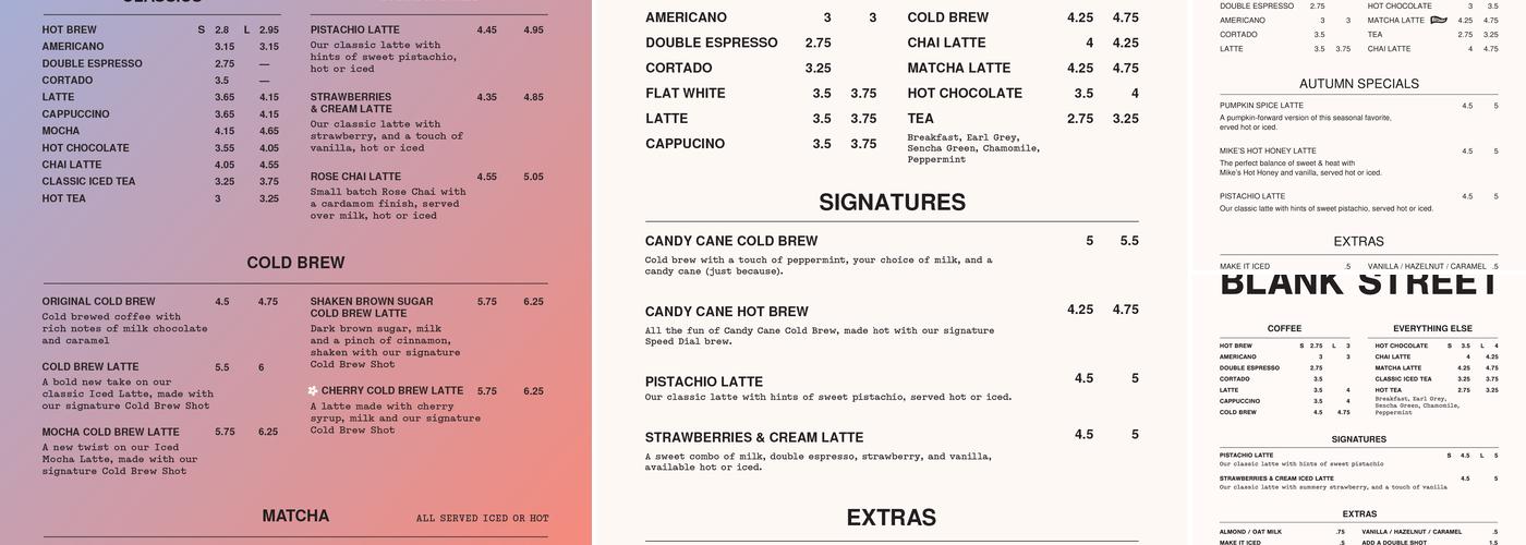 Blank Street Coffee Menu