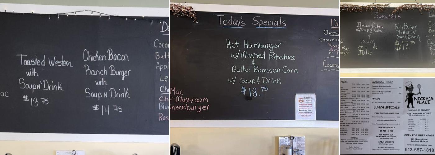 Nicky's Place Menu
