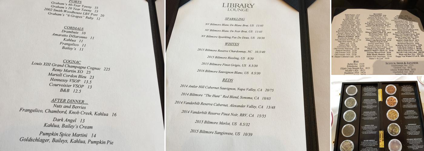 Library Lounge Menu