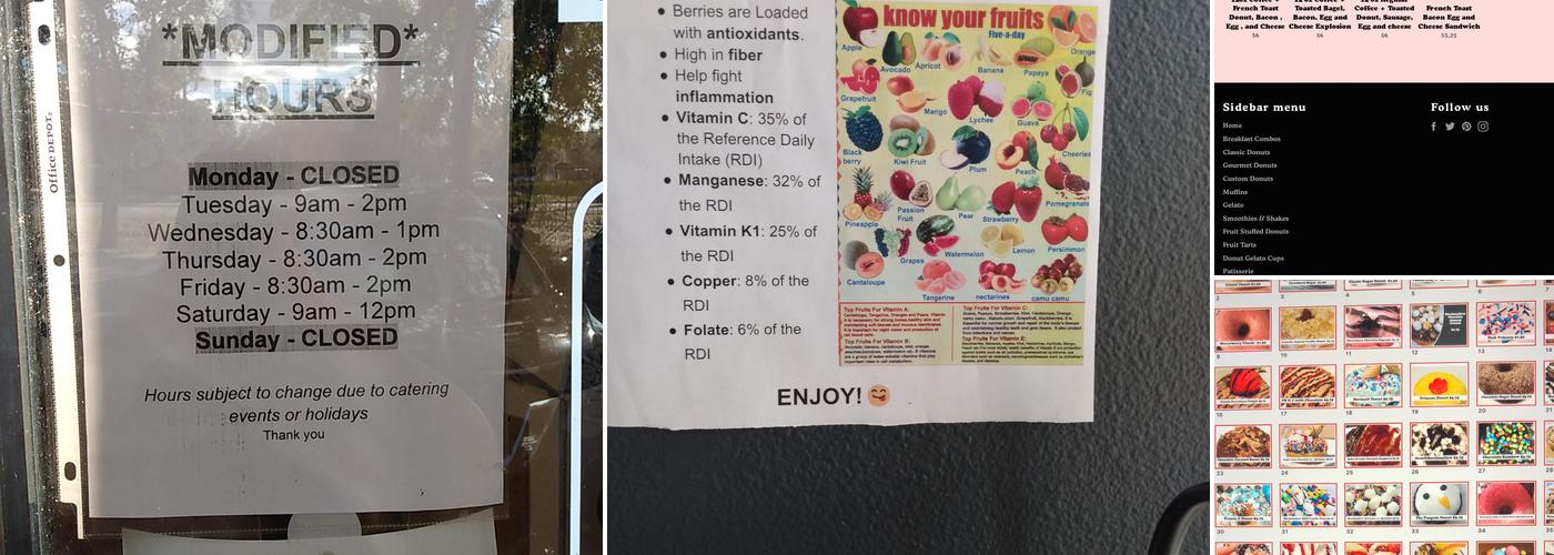 Torys Donuts and Coffee Menu