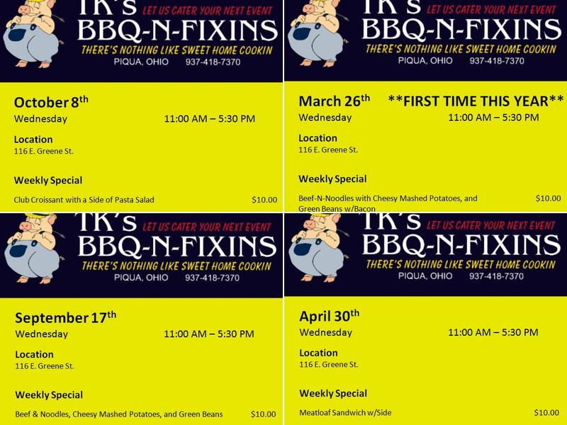 TK's BBQ-N-FIXINS 1324 Ridgeway Ave, Piqua