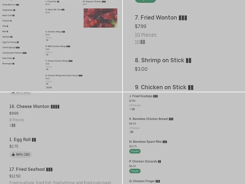 Yummy House Chinese & American Food Menu