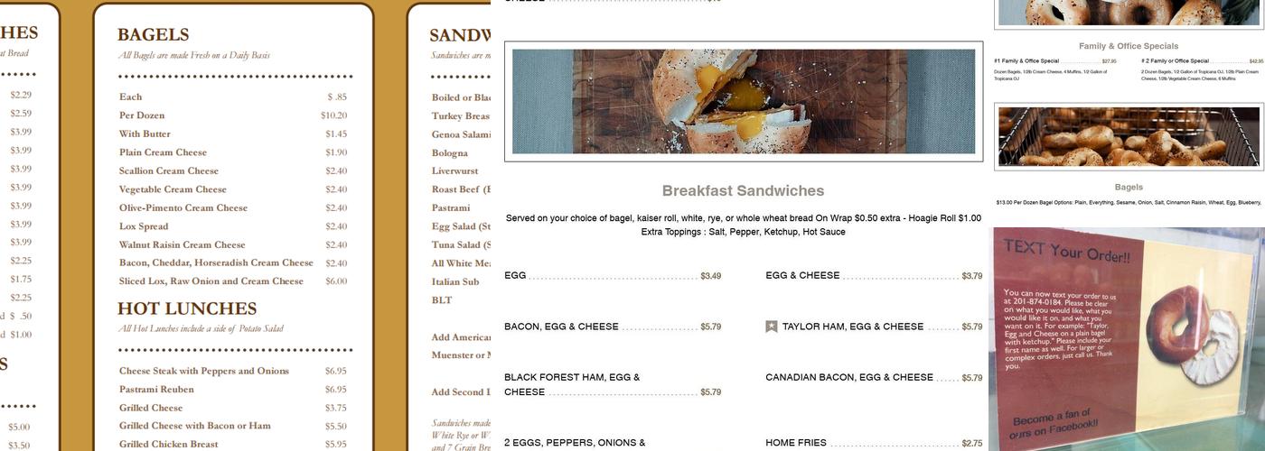 Bagels On the Hill Menu