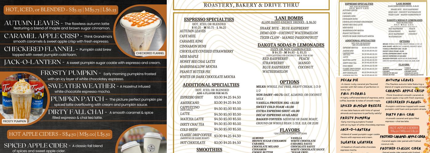 Hello Larsons Coffee Roastery & Drive Thru Menu