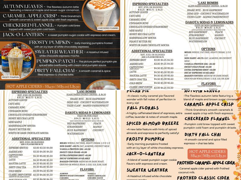 Hello Larsons Coffee Roastery & Drive Thru Menu