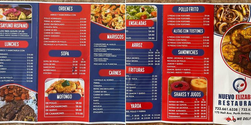 Nuevo Elizabeth Restaurant Menu
