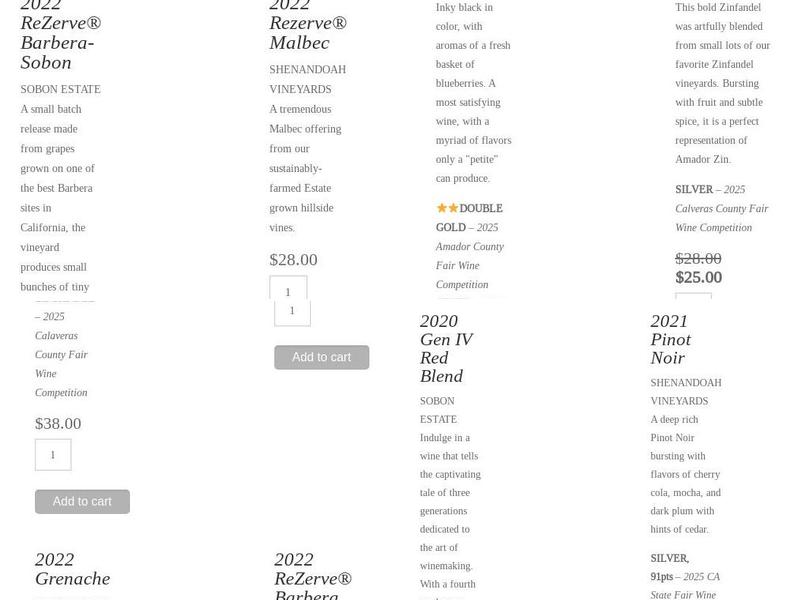 Shenandoah Vineyards Menu