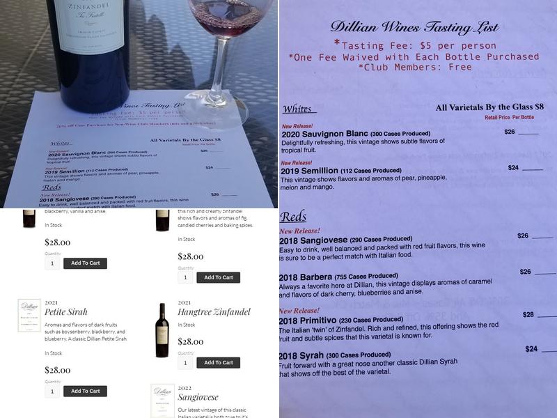 Dillian Wines Menu