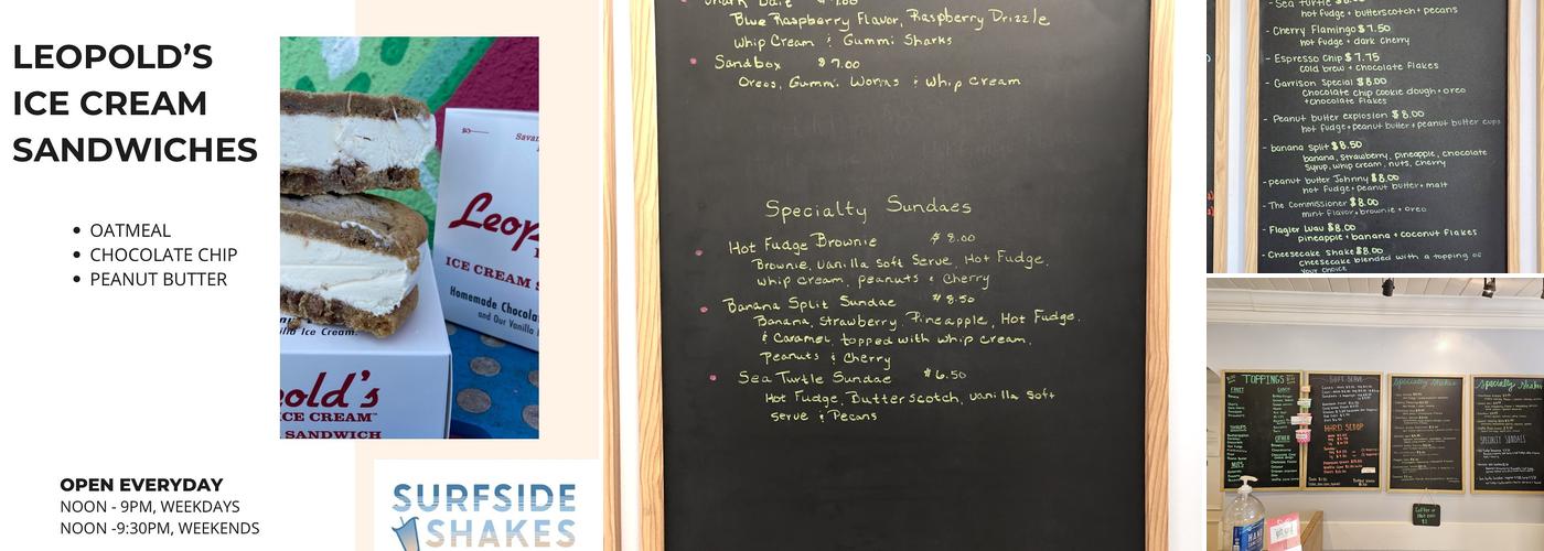 Surfside Shakes Menu