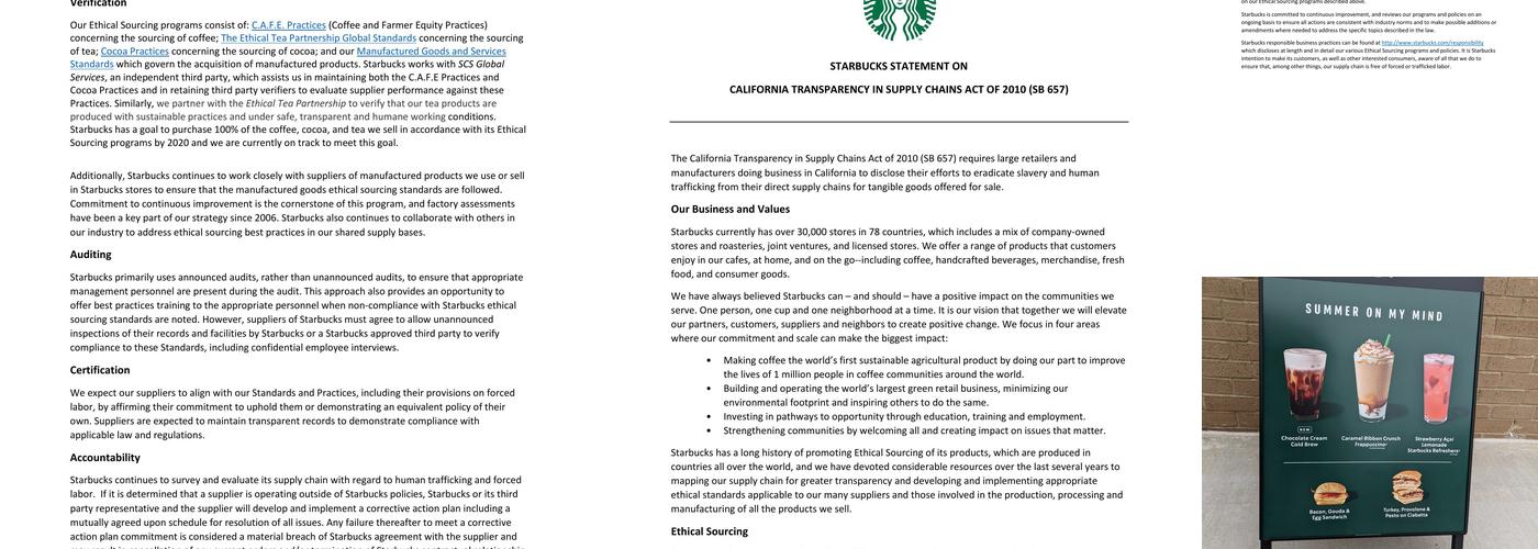Starbucks Menu