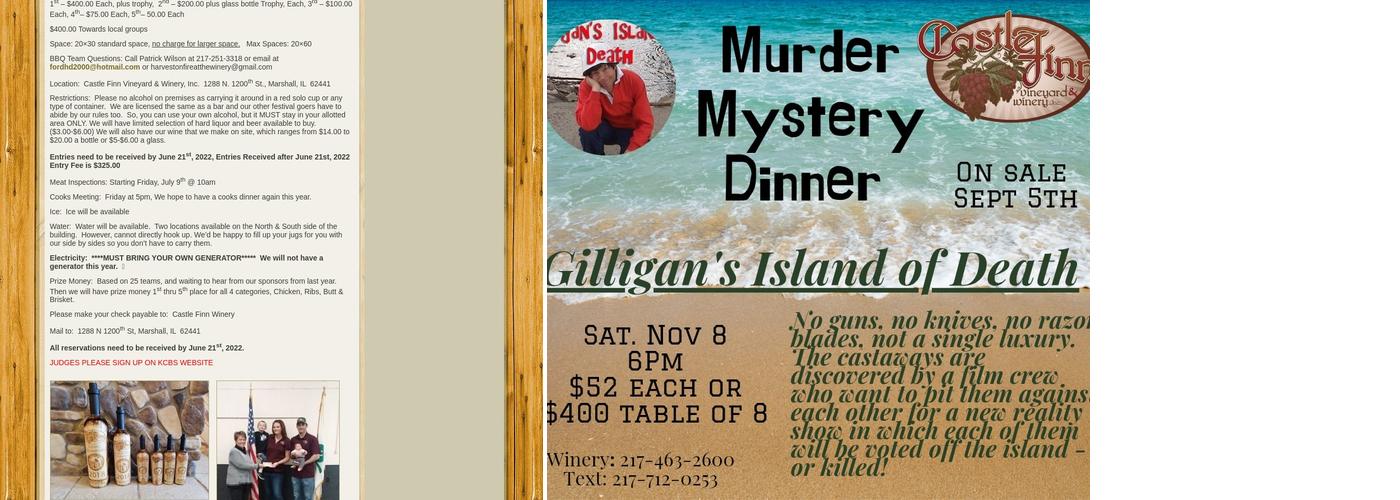 Castle Finn Vineyard & Winery, Inc. Menu