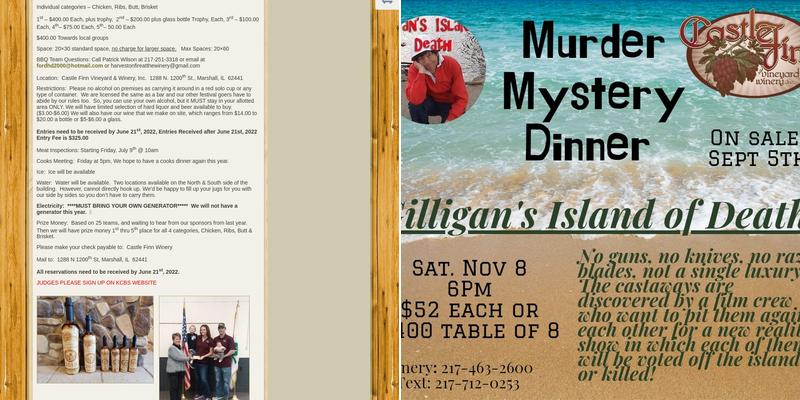 Castle Finn Vineyard & Winery, Inc. Menu