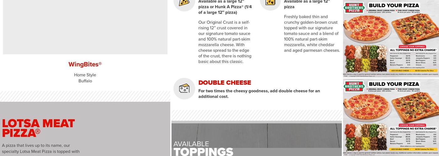 Hunt Brothers Pizza Menu