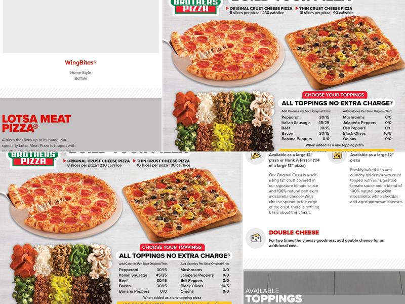 Hunt Brothers Pizza Menu