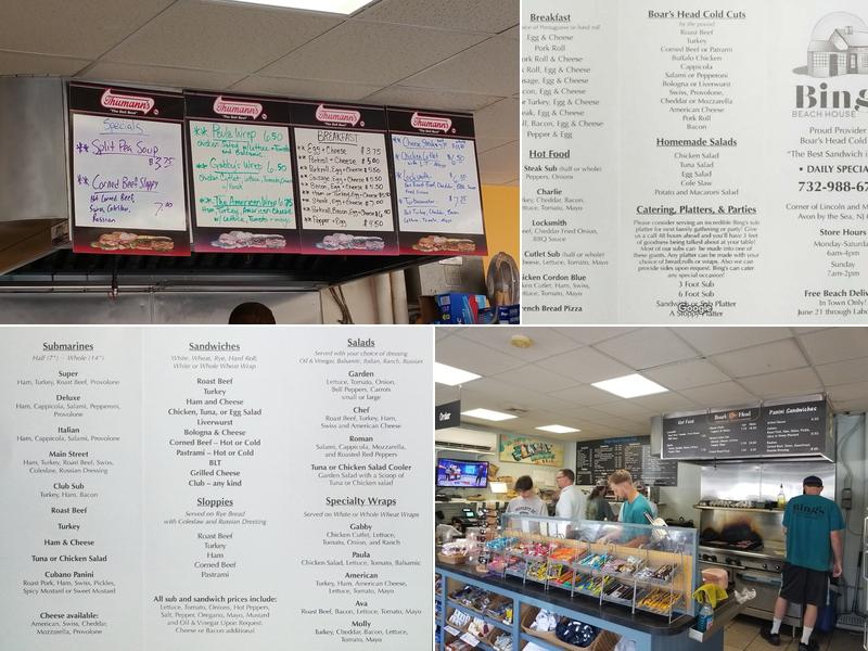 Bing's Beach House Deli Menu