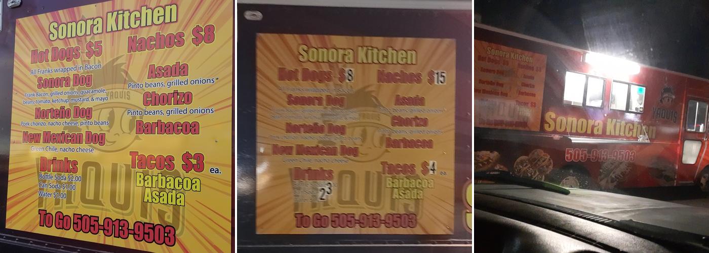 Sonora Kitchen Menu
