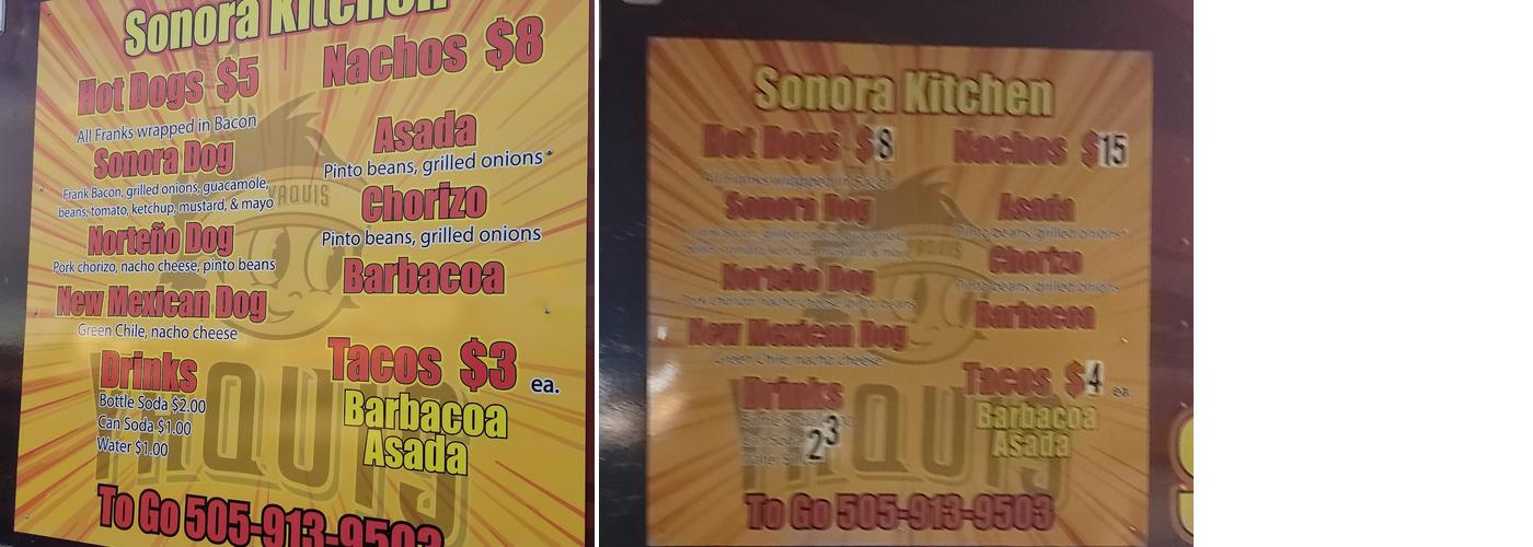 Sonora Kitchen Menu