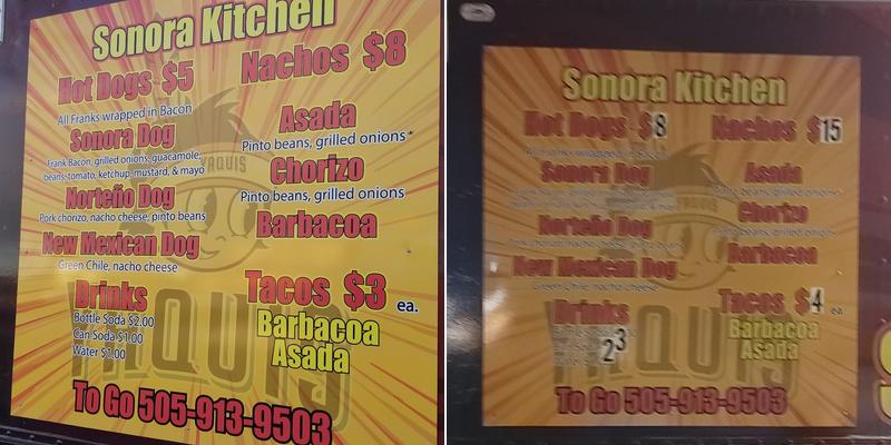 Sonora Kitchen Menu