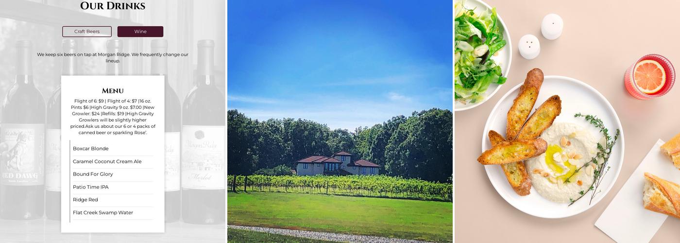 Morgan Ridge Vineyards Menu