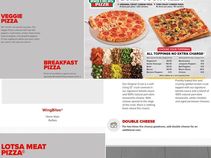Hunt Brothers Pizza Menu