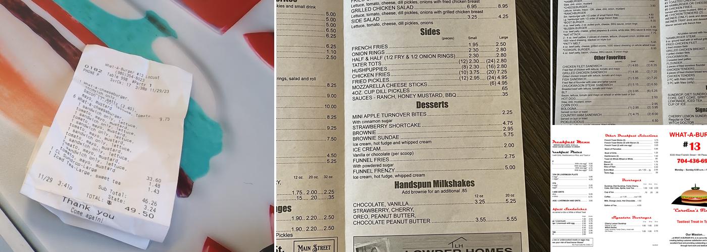 What-A-Burger #13 Menu