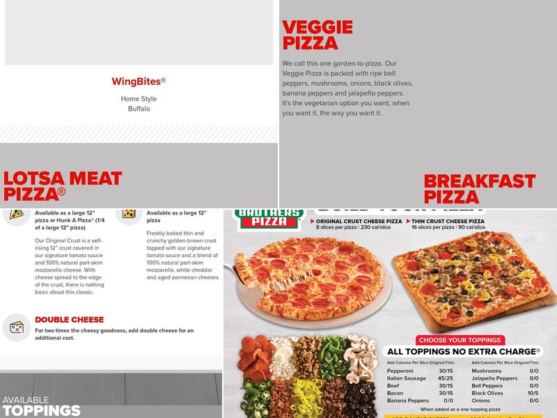 Hunt Brothers Pizza Menu