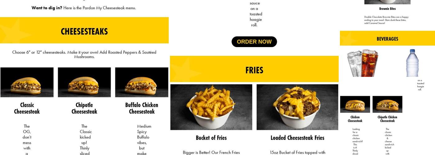 Pardon My Cheesesteak Menu