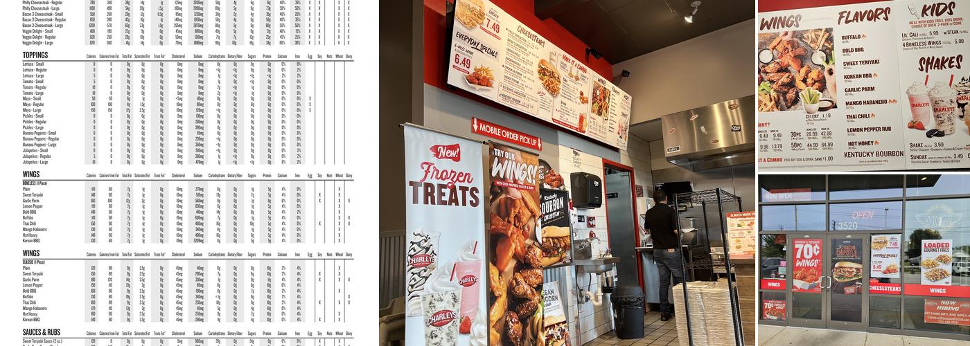 Charleys Cheesesteaks and Wings Menu
