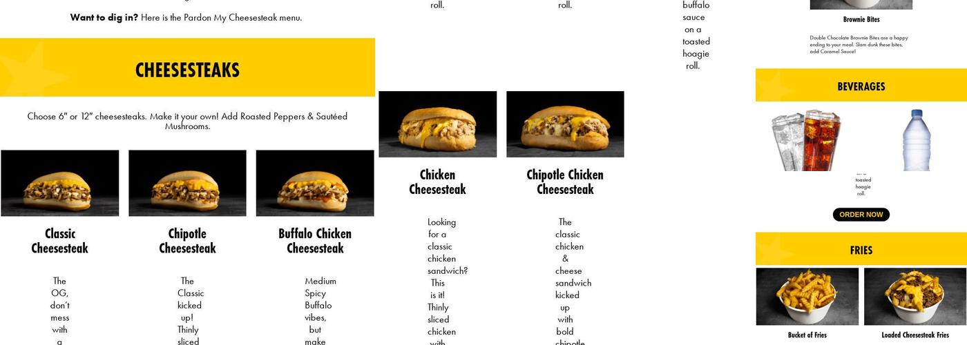 Pardon My Cheesesteak Menu