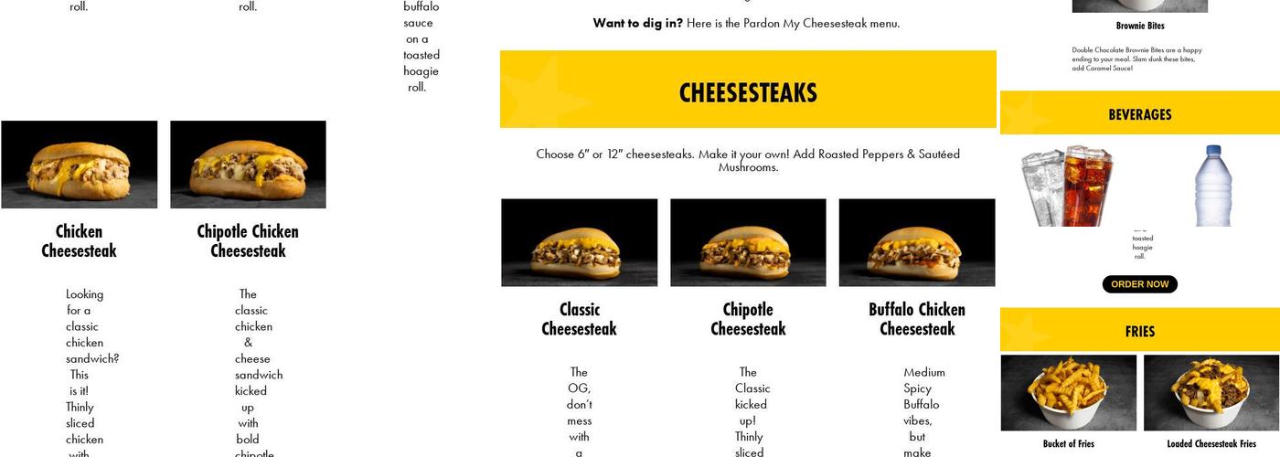 Pardon My Cheesesteak Menu