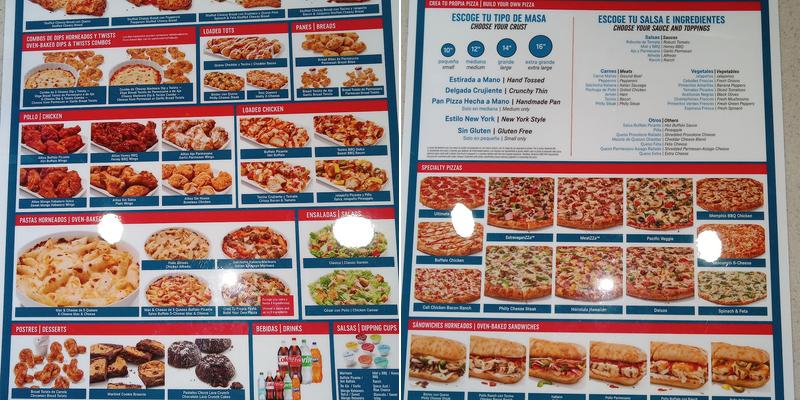 Domino's Pizza Menu